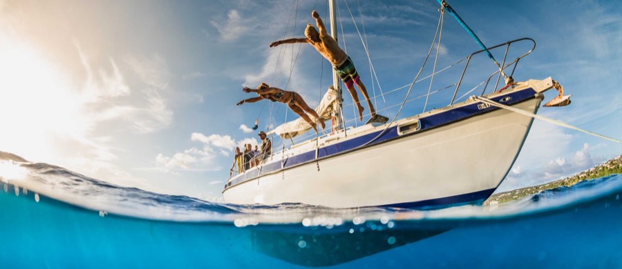 Sailboat off the Bonaire coast
